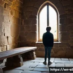 박물관 및 유적지 탐방 - **Image Prompt 1: Sensory Immersion in an Ancient Castle**
    A wide-angle shot of a young person, ...