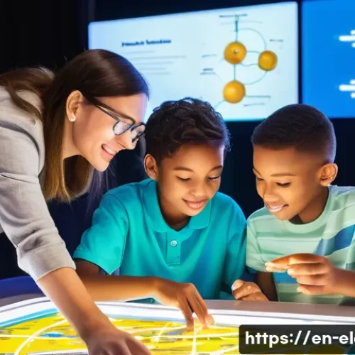 과학관 방문 학습 - A vibrant science museum scene featuring diverse visitors of all ages engaging with interactive exhi...